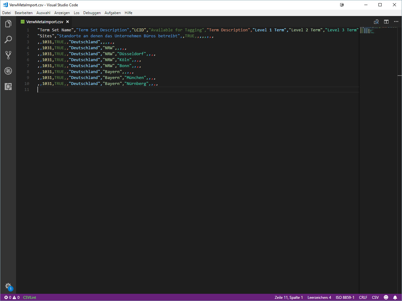 Microsoft Visual Studio Code Rainbow CSV