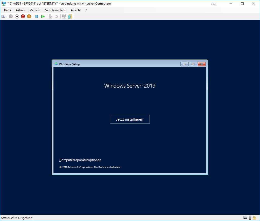 Installation Windows Server 2019 - Installationsdialog