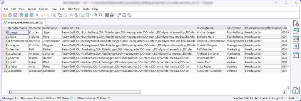 CSV View Rons Data Edit